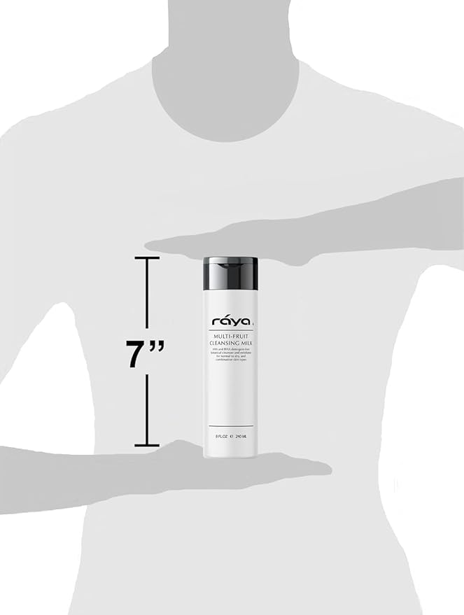 Raya Multi-Fruit Facial Cleansing Milk with AHA and BHA 8 oz (G-154) | Exfoliating Soap-Free Cleanser and Make-Up Remover for Dry and Combo Skin | Made with Multi-Fruit Alpha and Beta Hydroxy Acids