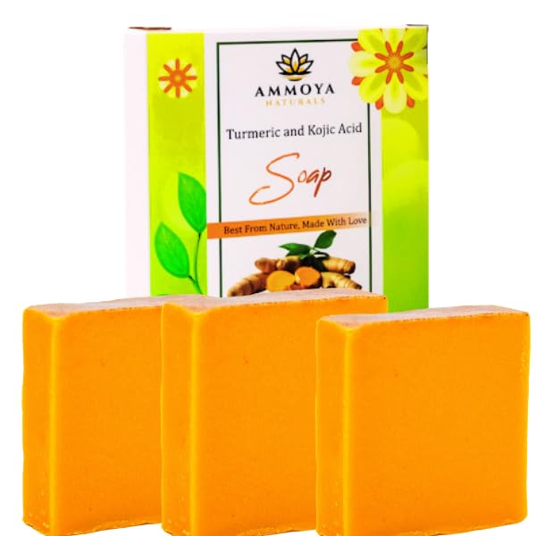 Turmeric Skin Cleansing Soap - Natural Glow Face & Body Cleanser for Acne, Dark Spots & Scars, Gentle for All Skin Types - 3 Bars (4.5 oz)