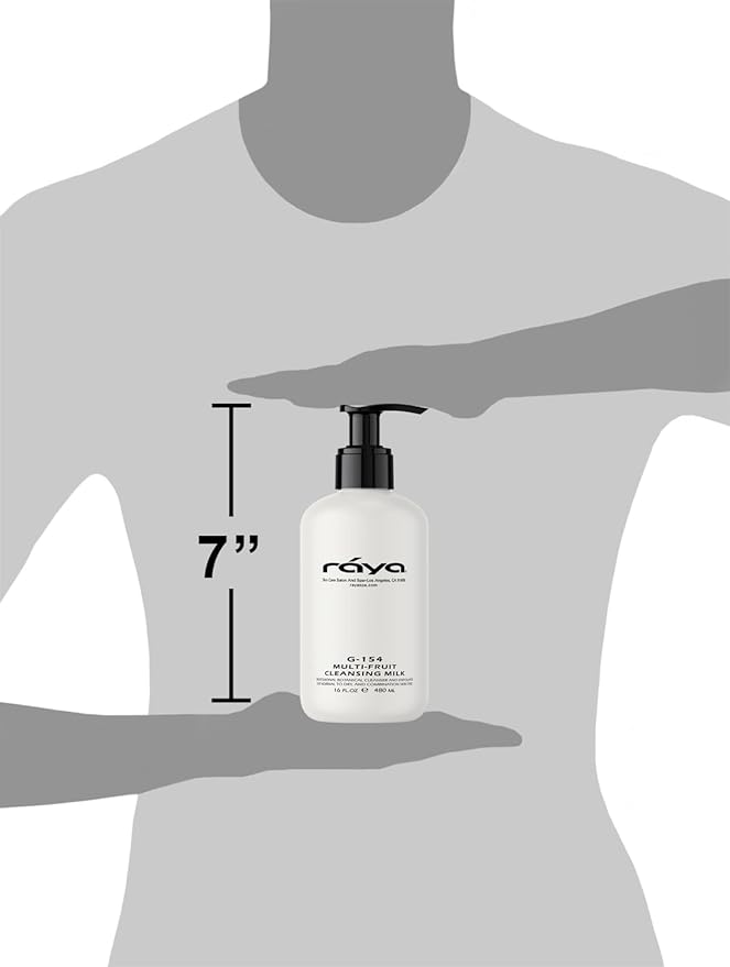 Raya Multi-Fruit Facial Cleansing Milk with AHA and BHA 16 oz (G-154) | Exfoliating Soap-Free Cleanser and Make-Up Remover for Dry and Combo Skin | Made with Multi-Fruit Alpha and Beta Hydroxy Acids