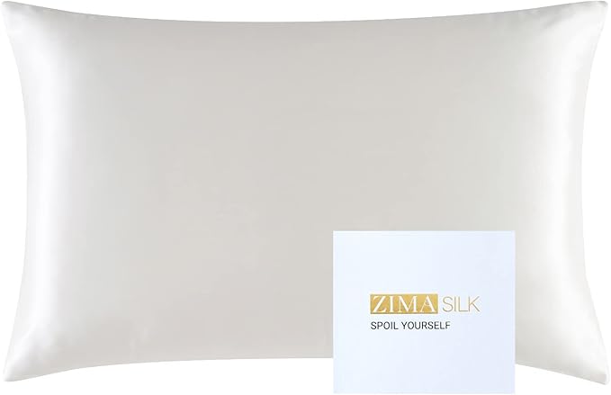 ZIMASILK 25 Momme 100% Pure Mulberry Silk Pillowcase for Hair and Skin Heath, Best Gift Choice, Highest Grade 6A Silk, 900 Thread Count, 1Pc (Queen 20''x30'', Ivory)