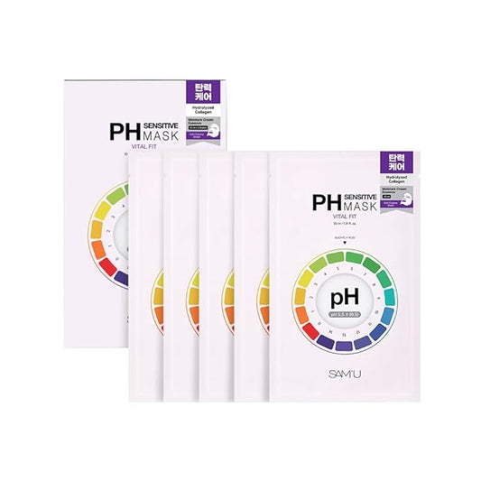 SAM’U PH Sensitive Vital Fit Face Mask – Firming & Barrier Repair Creamy Sheet Mask with 12 Peptides and Collagen, Travel-Friendly Korean Skincare (5 Sheets)