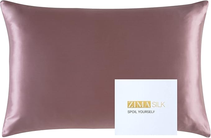 ZIMASILK 25 Momme 100% Pure Mulberry Silk Pillowcase for Hair and Skin Heath, Best Gift Choice, Highest Grade 6A Silk, 900 Thread Count, 1Pc (Standard 20''x26'', Grey Purple)