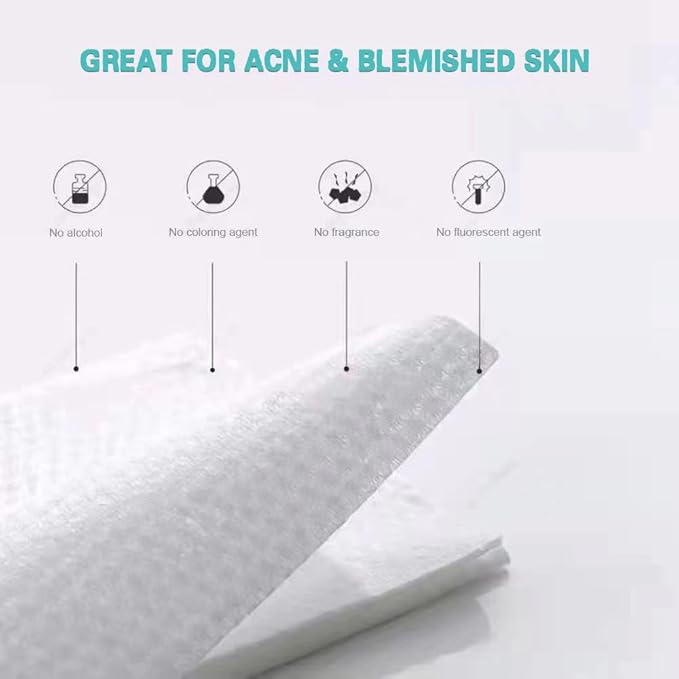Soft Dry Wipes Cotton Facial Tissues, 600 Count Disposable Face Towels, Cotton Face Towel for Sensitive Skin, Facial Cleansing, Makeup Removing, Surface Cleaning