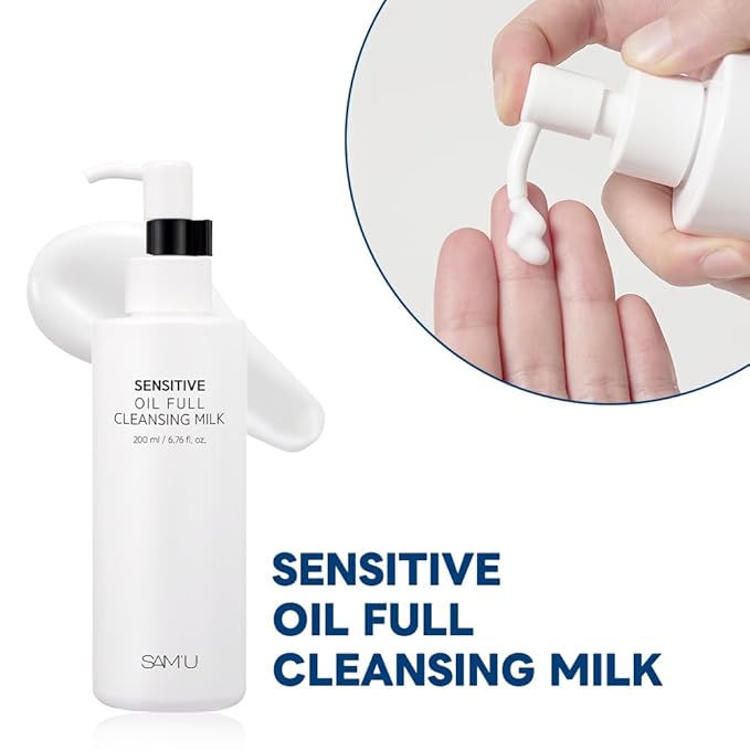 SAM'U Full Cleansing Milk, Sensitive Oil, 6.8 fl oz (200 ml), Cleansing Milk, Moisturizing, Dry Skin, Rough Skin, Pore Care, Weak Acid, Hypoallergenic, pH Balance, Korean