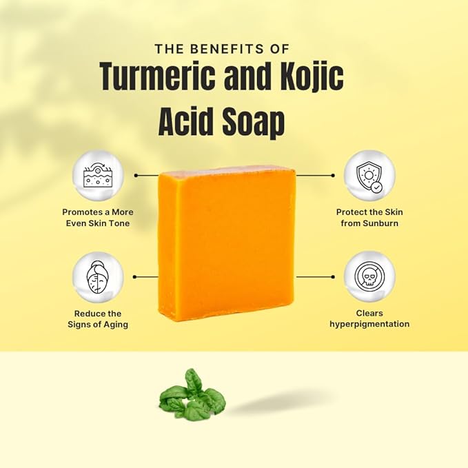 Turmeric Skin Cleansing Soap - Natural Glow Face & Body Cleanser for Acne, Dark Spots & Scars, Gentle for All Skin Types - 3 Bars (4.5 oz)