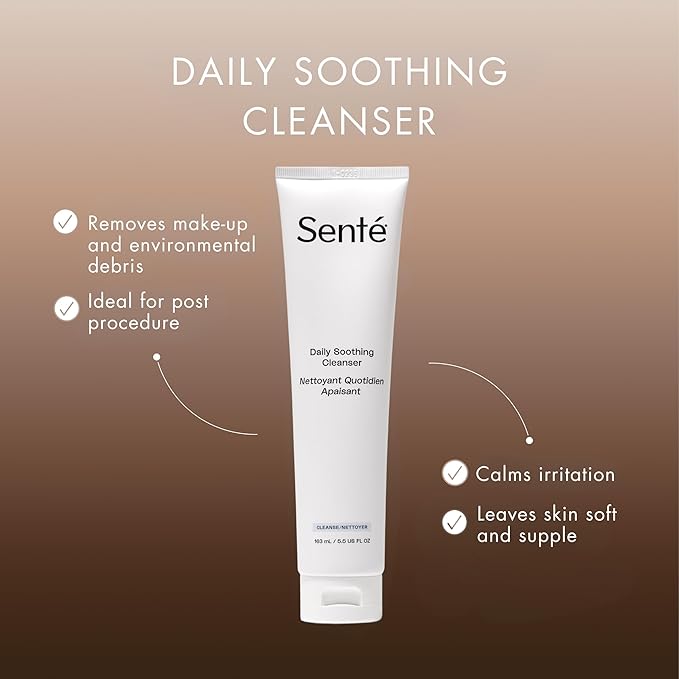 Sente Daily Soothing Facial Cleanser For Dry and Sensitive Skin - Gently Removes Oil, Impurities and Makeup - with Vitamin E - 5.5 Fl Oz