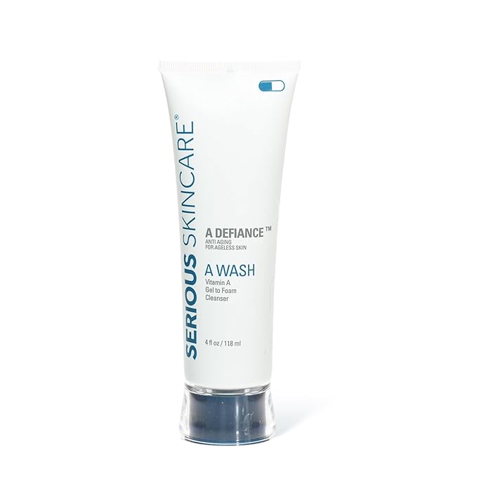 Serious Skincare - Gentle Exfoliating Retinol Facial Cleanser - Skin Hydrating Gel to Foam Vitamin A Wash - Clarify Pores - Removes Makeup, Oil, SPF - Avena Sativa Extract - 12 Oz + 4 Oz