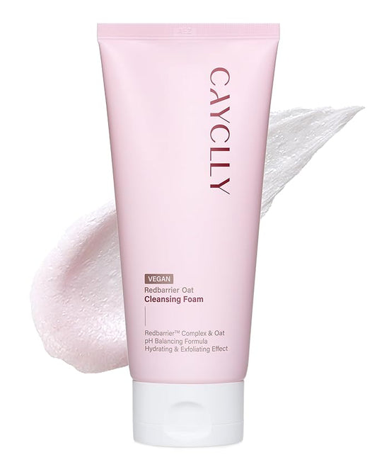 Redbarrier Oat Cleansing Foam | Gentle Hydrating Face Wash with LHA, PHA & Hyaluronic Acid | Low-pH Korean Cleanser for Daily Use, Pore Care & Removing Impurities, 5.07 fl. oz.