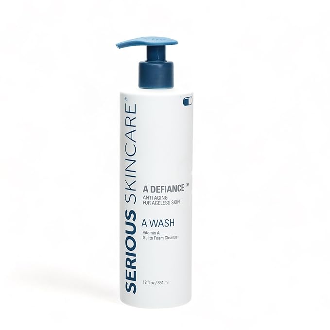 Serious Skincare - Gentle Exfoliating Retinol Facial Cleanser - Skin Hydrating Gel to Foam Vitamin A Wash - Clarify Pores - Removes Makeup, Oil, SPF - Avena Sativa Extract - 12 Oz + 4 Oz