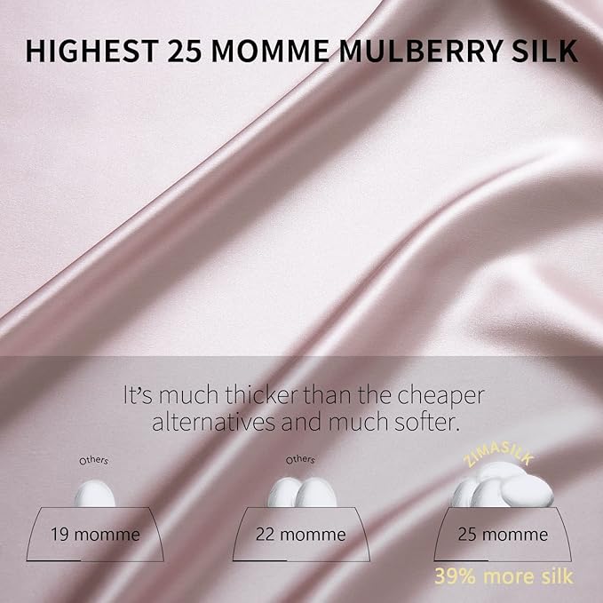 ZIMASILK 25 Momme 100% Pure Mulberry Silk Pillowcase for Hair and Skin Heath, Best Gift Choice, Highest Grade 6A Silk, 900 Thread Count, 1Pc (Queen 20''x30'', Light Plum)
