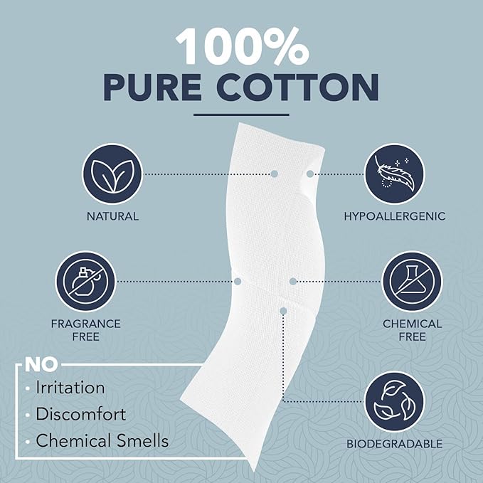 80 Disposable Towels - Pure Cotton, 100% Biodegradable, Hypoallergenic for Face Wash and Makeup Removal – Super Soft Face Wipes, Sensitive Skin, Facial Cloths