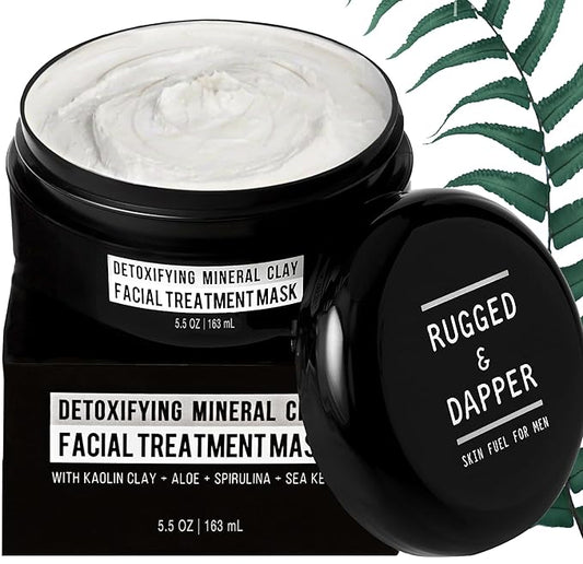 RUGGED & DAPPER - Premium Face Mask for Men - Deep Pore Cleansing Treatment - Fights Blackheads + Acne + Excess Oil - USA Made with Natural Kaolin Clay - 5.5 Oz