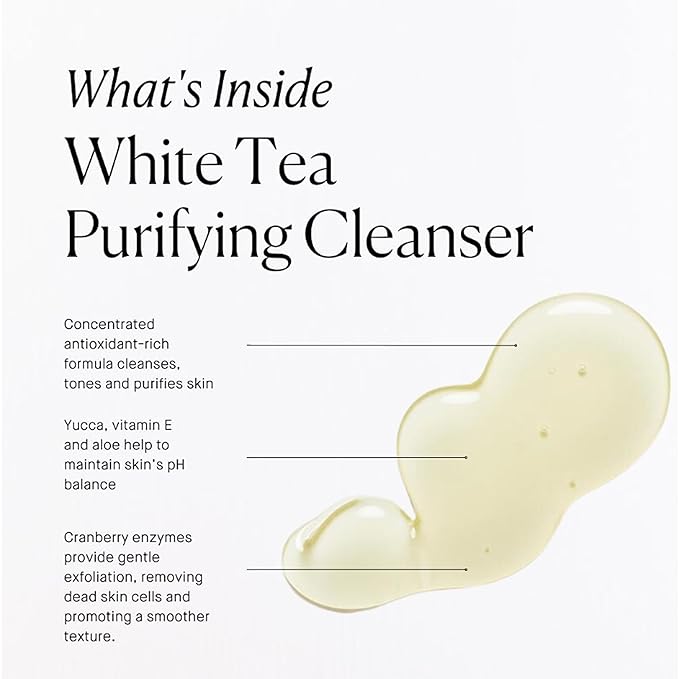 ARCONA White Tea Purifying Water Based Cleanser For Sensitive Skin - Gentle Face Wash For Women - Exfoliating Face Wash, Cranberry, Yucca, Vitamin E, Aloe - Made In The USA - 3.67oz. Made In The USA