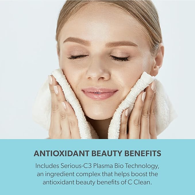 Serious Skincare Hydrating C Clean Facial Cleanser, Gentle Face Wash with Anti-Aging Vitamin C and E, Hydrolyzed Collagen, Botanical Extracts, 12 FL Oz