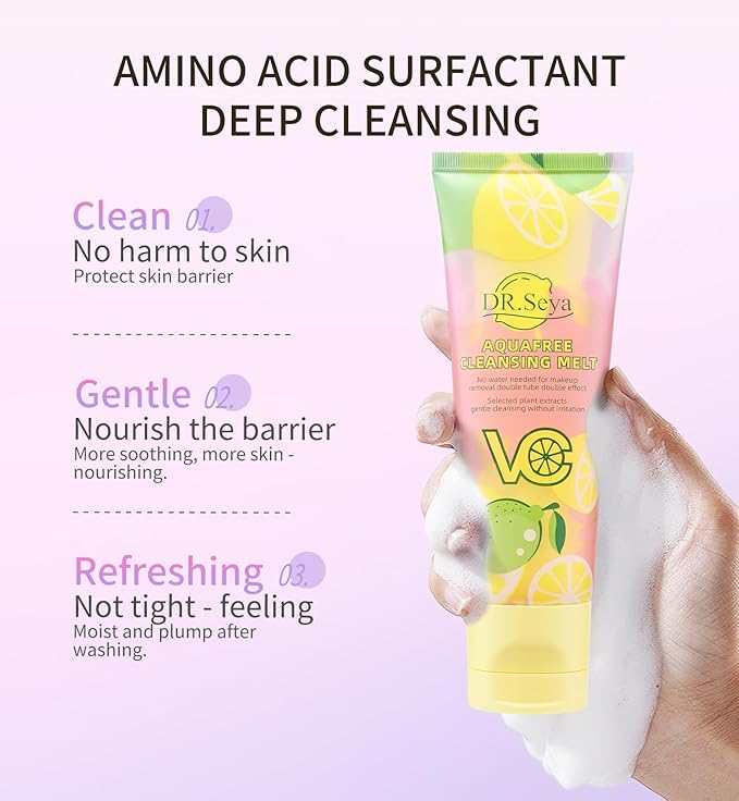 Vitamin C Double Tube Face Wash – 2025 New Aquafree Dual Cream Facial Cleanser with Amino Acid, Gentle Makeup Removal, 3.53oz