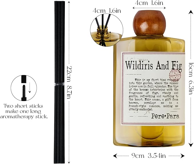 Wildiris and Figs Premium Reed Diffuser Set - 380ml /12.85 fl.oz Scented Oil with 6 Sticks | Long-Lasting Fragrance for Home & Office | Luxury Gift