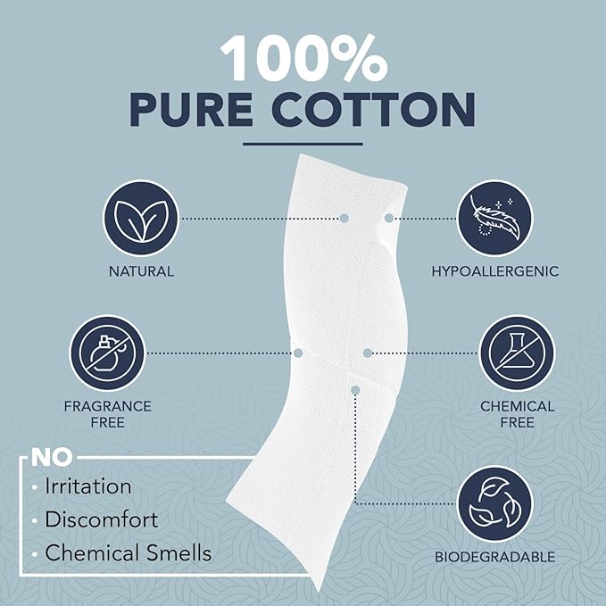 240 Disposable Face Towels – 100% Pure Cotton, Biodegradable, Hypoallergenic, Super Soft Wipes for Sensitive Skin & Makeup Removal