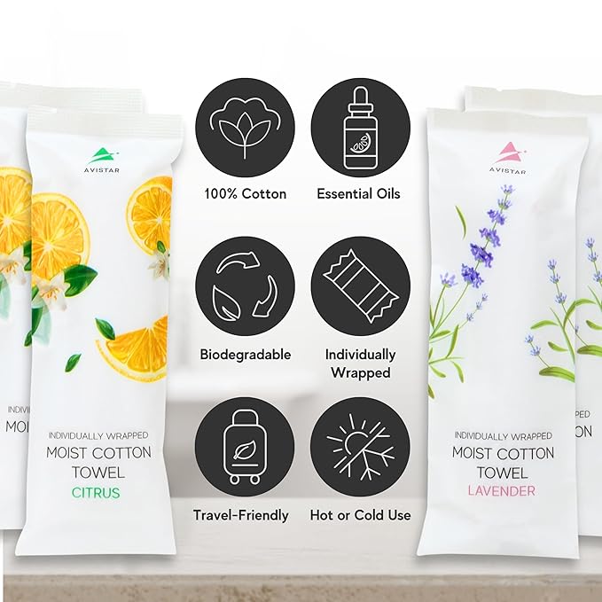 60 Hot or Cold Wrapped Moist Towels – 9'' x 9" Moist Towelettes Individually Wrapped Scented Disposable Face & Hand – Pre-Moistened Hand Wipes Soft Refreshing for Travel, Spa, Restaurant - Mixed