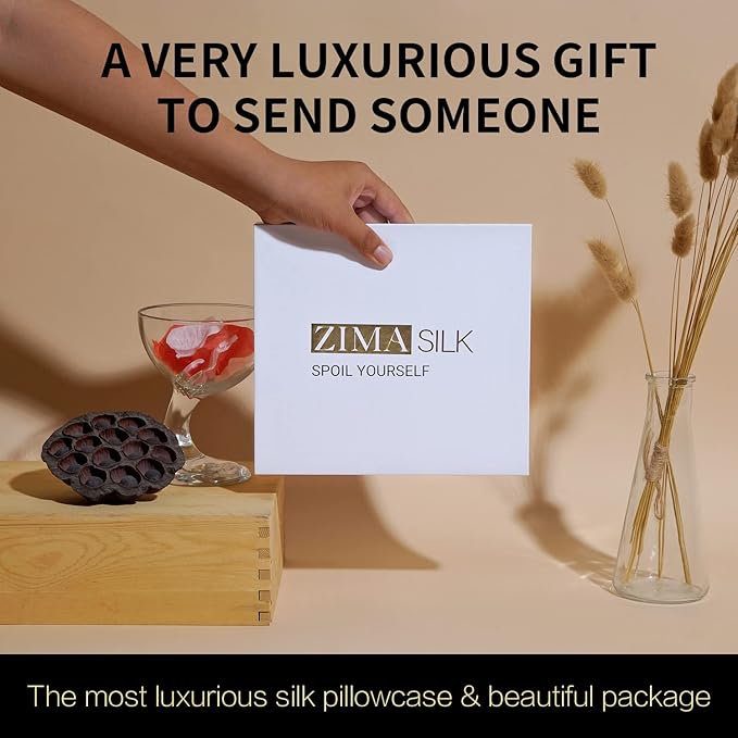 ZIMASILK 25 Momme 100% Pure Mulberry Silk Pillowcase for Hair and Skin Heath, Best Gift Choice, Highest Grade 6A Silk, 900 Thread Count, 1Pc (Standard 20''x26'', Iron Gray)