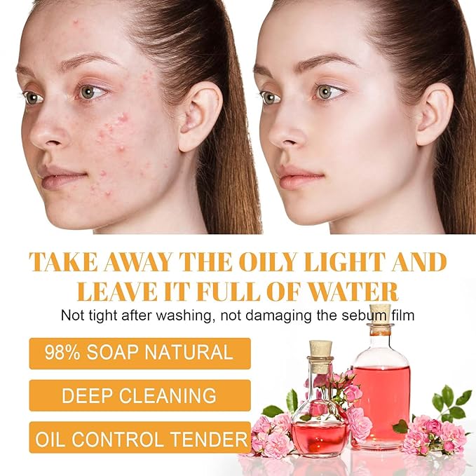 2PCS Turmeric Face Wash with Brush, Turmeric Foaming Facial Cleanser for All Skin