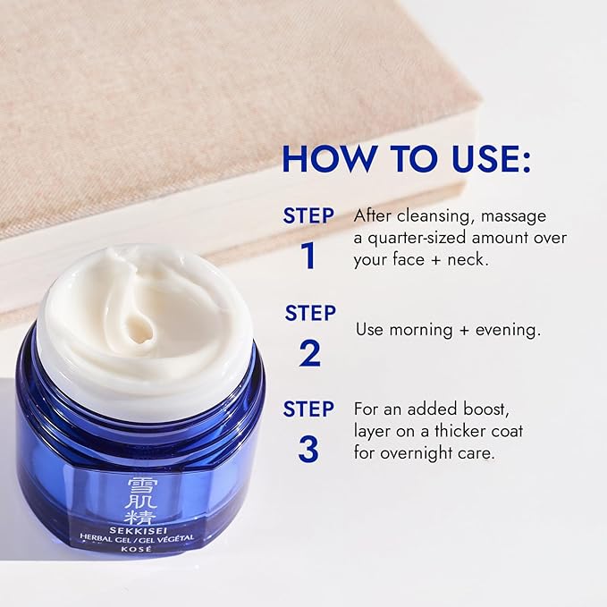 SEKKISEI Herbal Gel, Multi-Purpose 6 in1 benefits Hydrating Gel Moisturizer & Mask, 2.8 Ounce