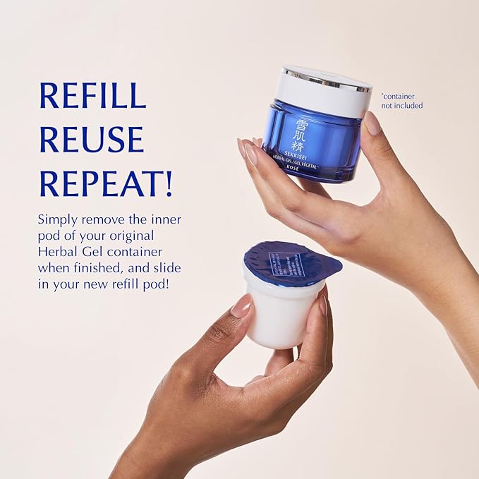 SEKKISEI Herbal Gel REFILL Pod, Multi-Purpose 6-in-1 Benefits Hydrating Gel Moisturizer & Mask, 2.8 Ounce