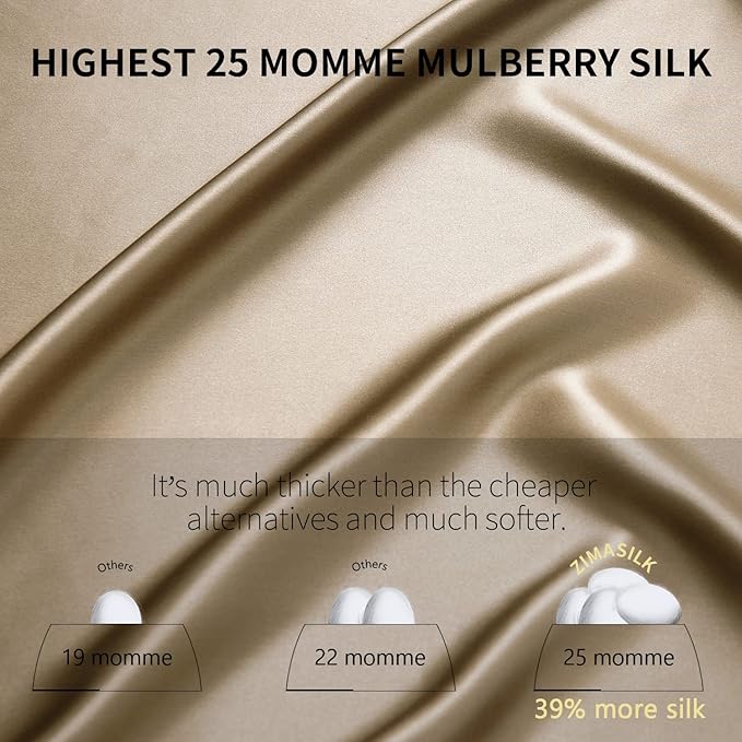 ZIMASILK 25 Momme 100% Pure Mulberry Silk Pillowcase for Hair and Skin Heath, Best Gift Choice, Highest Grade 6A Silk, 900 Thread Count, 1Pc (Standard 20''x26'', Taupe)