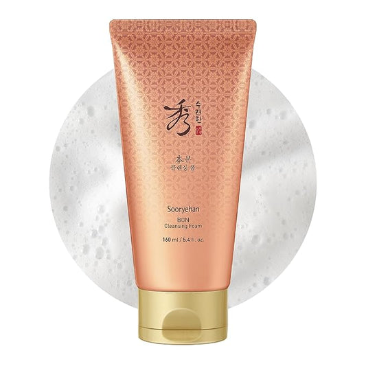 Sooryehan Bon Cleansing Foam (5.4fl oz) - Korean Skincare Herbal Ginseng Cleanser for Hydration & vitality, Reduces Tightness & Dullness. with Jinseng Soapberry™ & Ginseng Bonchodan