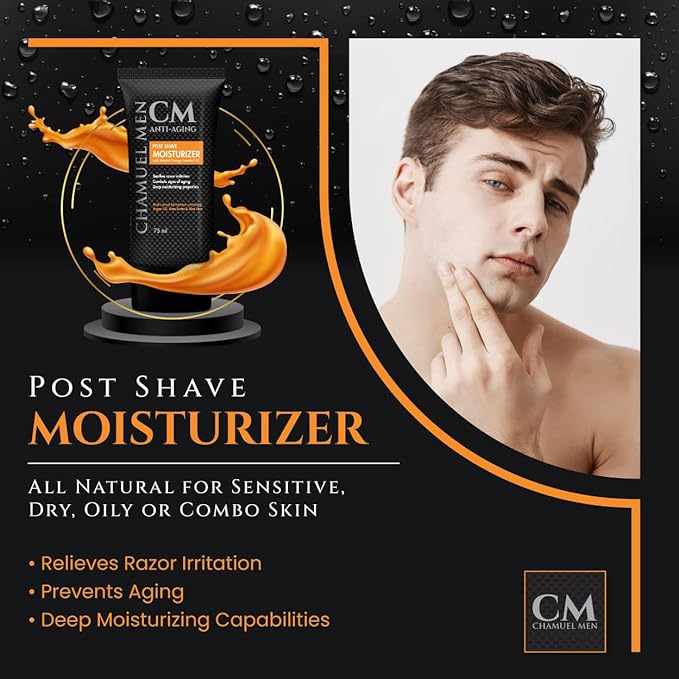 Anti Aging Daily Aftershave for Men - All Natural Mens Face Cream and Moisturizer with Argan, Shea & Aloe Facial Fuel for Sensitive, Dry, Oily or Combo Skin, 2.6 oz