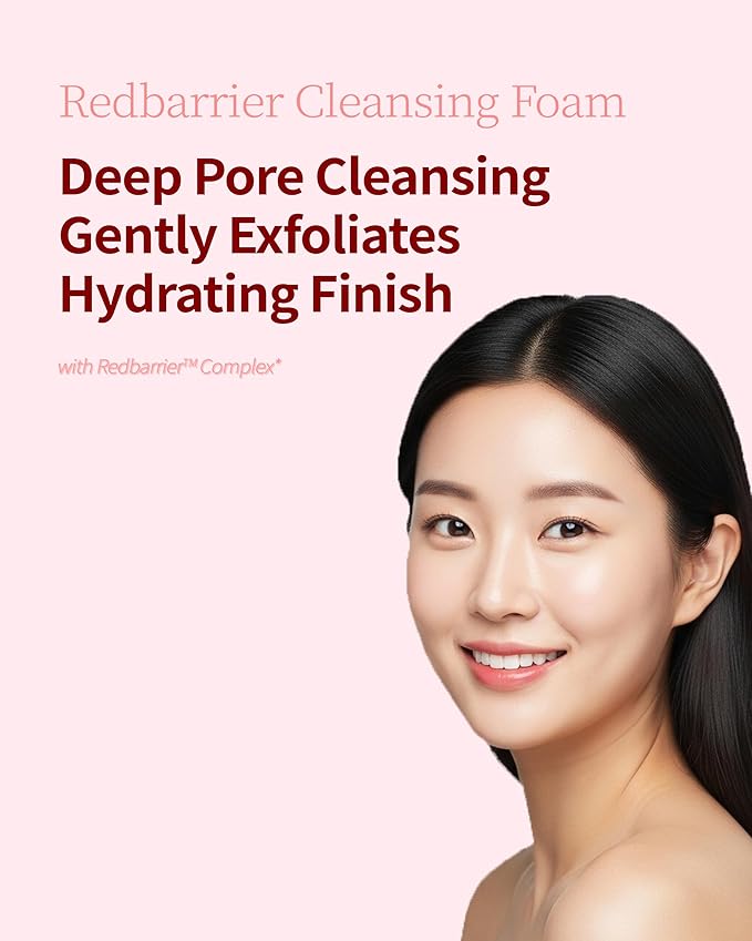 Redbarrier Oat Cleansing Foam | Gentle Hydrating Face Wash with LHA, PHA & Hyaluronic Acid | Low-pH Korean Cleanser for Daily Use, Pore Care & Removing Impurities, 5.07 fl. oz.