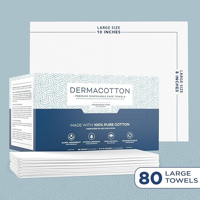 240 Disposable Face Towels – 100% Pure Cotton, Biodegradable, Hypoallergenic, Super Soft Wipes for Sensitive Skin & Makeup Removal