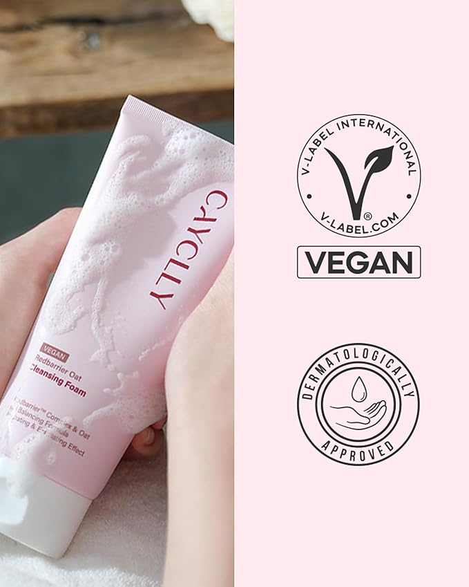 Redbarrier Oat Cleansing Foam | Gentle Hydrating Face Wash with LHA, PHA & Hyaluronic Acid | Low-pH Korean Cleanser for Daily Use, Pore Care & Removing Impurities, 5.07 fl. oz.