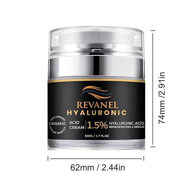 100% Organic 1.5% Hyaluronic Acid Cream – Hydrating, Anti-Aging & Sensitive Skin Moisturizer – 50ml / 1.7 fl oz, Natural Facial Cream for Deep Hydration, Skin Repair, and Gentle Nourishment.