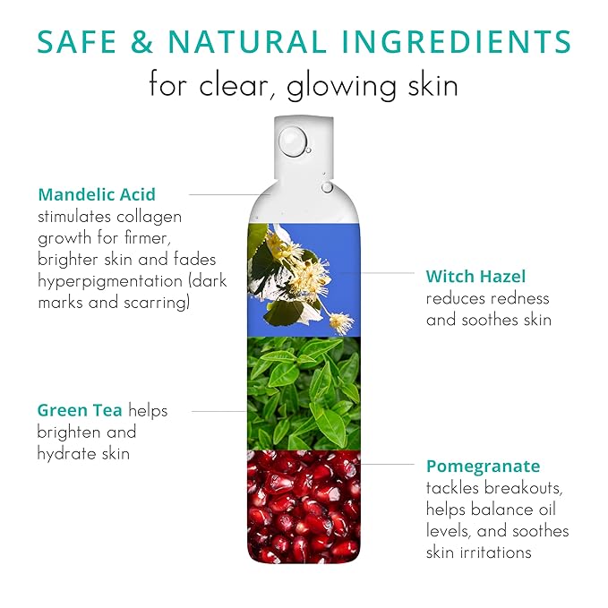 Almond Clear Face & Body Wash | Skin Care for Acne and Folliculitis-Prone Skin - Gentle Acne Face & Body Wash, Exfoliating Cleanser with Mandelic Acid | 17.25 oz