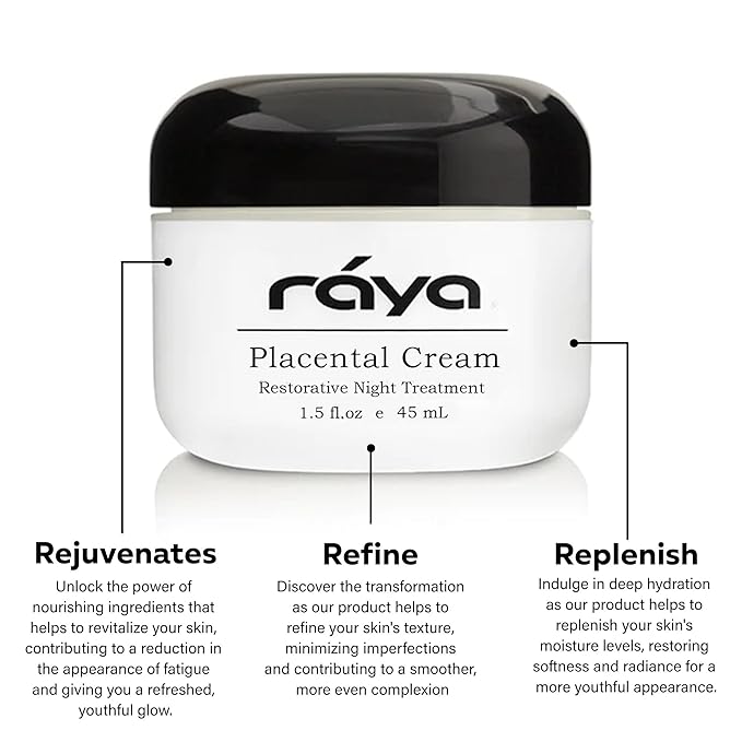 Raya SPA Placental Cream | Restorative Night Cream | Intensive Anti-Aging & Firming Face Moisturizer | Wrinkle Repair Facial Creme for Renewed Tone & Beauty Sleep - Skin Care Essentials