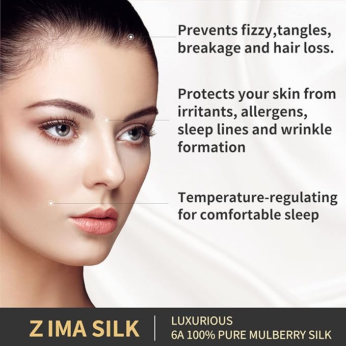 ZIMASILK 25 Momme 100% Pure Mulberry Silk Pillowcase for Hair and Skin Heath, Best Gift Choice, Highest Grade 6A Silk, 900 Thread Count, 1Pc (Queen 20''x30'', Ivory)