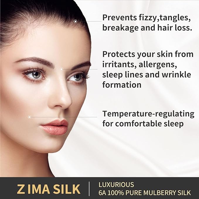 ZIMASILK 25 Momme 100% Pure Mulberry Silk Pillowcase for Hair and Skin Heath, Best Gift Choice, Highest Grade 6A Silk, 900 Thread Count, 1Pc (Standard 20''x26'', Grey Purple)