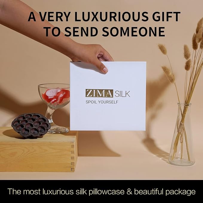 ZIMASILK 25 Momme 100% Pure Mulberry Silk Pillowcase for Hair and Skin Heath, Best Gift Choice, Highest Grade 6A Silk, 900 Thread Count, 1Pc (Standard 20''x26'', Black)