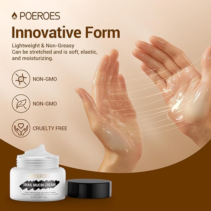 Snail Mucin Cream 99.3% Moisturizer Face Cream 4.23 Fl Oz Daily Face Moisturizer for Dry Skin Sensitive Skin Acne-prone Face Lotion