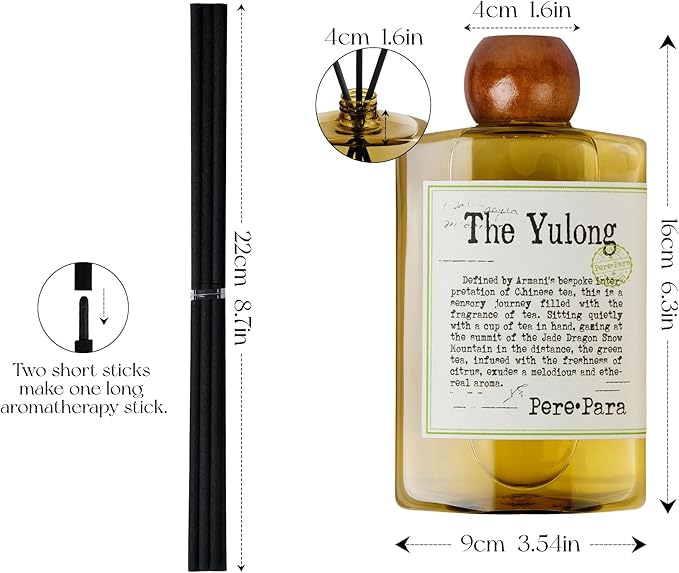 The Yulong Scent Premium Reed Diffuser Set - 380ml /12.85 fl.oz Scented Oil with 6 Sticks | Long-Lasting Fragrance for Home & Office | Luxury Gift