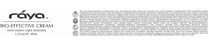 Raya SPA Bio-Effective Night Cream | Deep Recovery Anti-Aging Facial Moisturizer | Firming & Wrinkle Repair | Overnight Face Care for Tone Reviving & Beauty Sleep | Non-Oily Renewing Cream