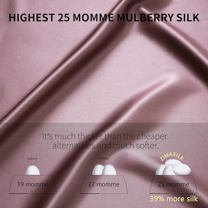 ZIMASILK 25 Momme 100% Pure Mulberry Silk Pillowcase for Hair and Skin Heath, Best Gift Choice, Highest Grade 6A Silk, 900 Thread Count, 1Pc (Standard 20''x26'', Grey Purple)