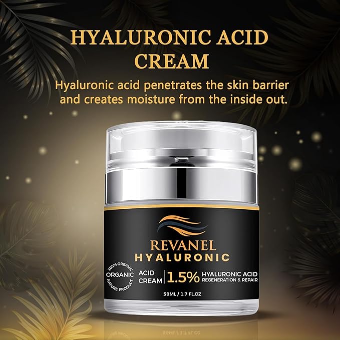 100% Organic 1.5% Hyaluronic Acid Cream – Hydrating, Anti-Aging & Sensitive Skin Moisturizer – 50ml / 1.7 fl oz, Natural Facial Cream for Deep Hydration, Skin Repair, and Gentle Nourishment.
