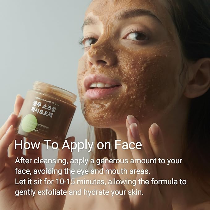 Yulmu Scrub Wash-Off Pack, Gently Exfoliates the Skin/Pore Cleansing and Hydrating with Sucroce & Honey Extract, Clear Complexion, Korean Skincare for All Skin Types (4.23 oz/120 g)