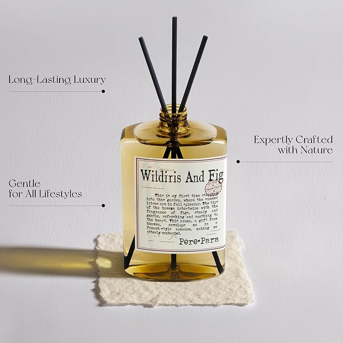 Wildiris and Figs Premium Reed Diffuser Set - 380ml /12.85 fl.oz Scented Oil with 6 Sticks | Long-Lasting Fragrance for Home & Office | Luxury Gift