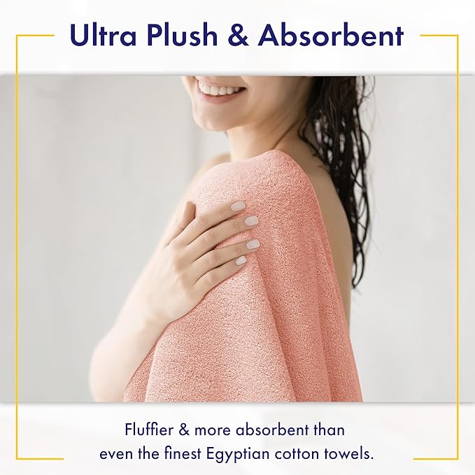 Ultra Soft & Plush Viscose from Bamboo Bath Sheets - 700 GSM Pack of 2 - Extra Large 70x35 in - Super Absorbent & Quick Drying (Blush Pink)