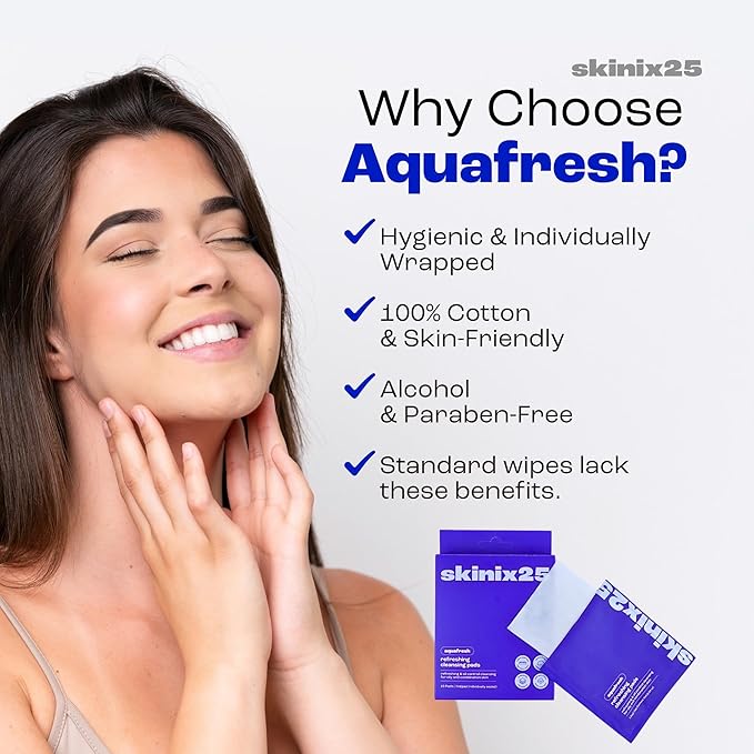 Aquafresh Facial Cleansing Pads – 40 Individually Wrapped Wipes for Oily & Combination Skin | Oil-Control Face Pads for Gym, Travel & Daily Use | Ultra-Soft Cotton
