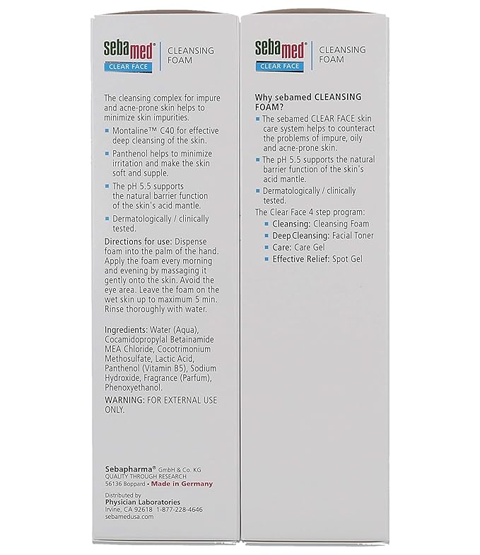 Sebamed Clear Face Cleansing Foam Gentle Face Wash for Impure Oily and Acne-prone Skin 5.07 Fluid Ounces (Pack of 2)