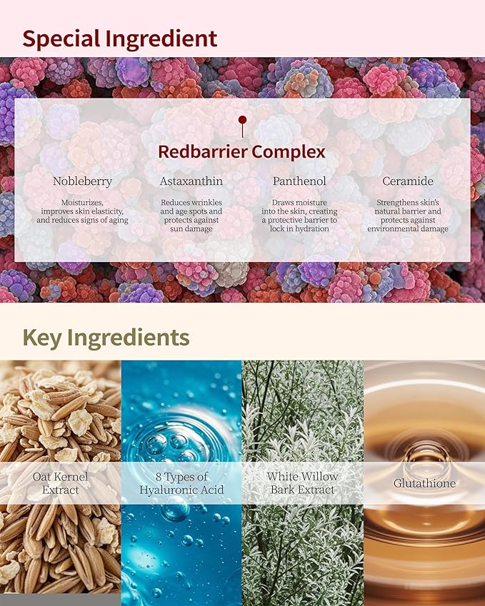 Redbarrier Oat Cleansing Foam | Gentle Hydrating Face Wash with LHA, PHA & Hyaluronic Acid | Low-pH Korean Cleanser for Daily Use, Pore Care & Removing Impurities, 5.07 fl. oz.