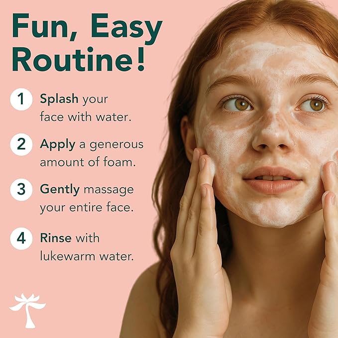 Tropiculture Clean Teen Face Wash for Teens, Tweens, & Kids | Tropical Twilight Foaming Facial Cleanser | Natural Face Cleanser for Sensitive Skin | Non Toxic Skin care for Teens | Gentle & Hydrating